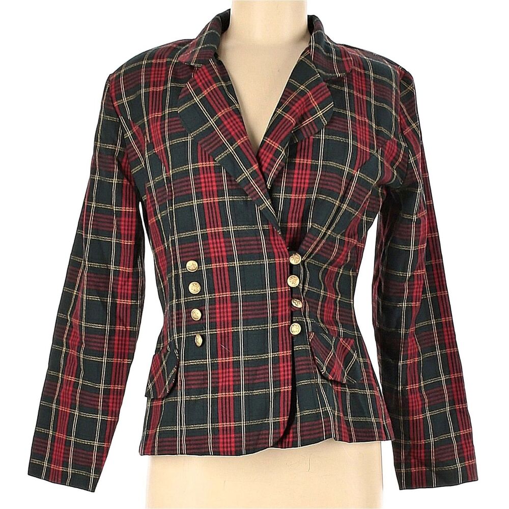 Vintage 90s All That Jazz Plaid Blazer Clueless Christmas Size 9